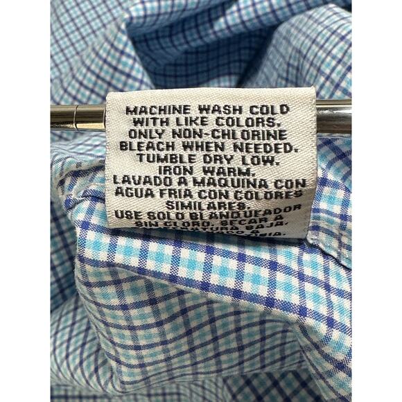 Joseph Abboud Shirt Mens XL Blue Check Button Up 100% Cotton Long Sleeves Office - Picture 5 of 7